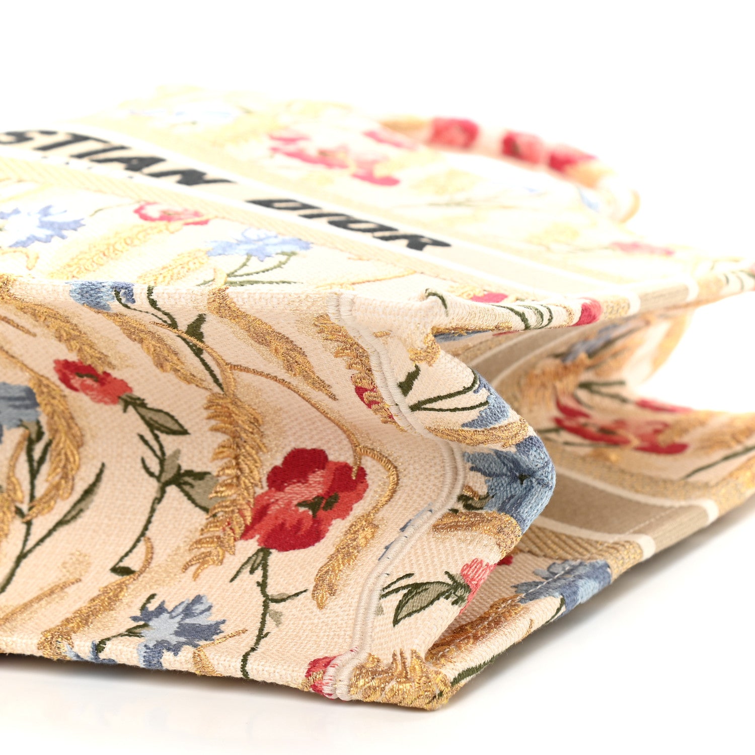 Christian Dior Canvas Embroidered Medium Hibiscus Book Tote Beige Multicolor 9 of 9