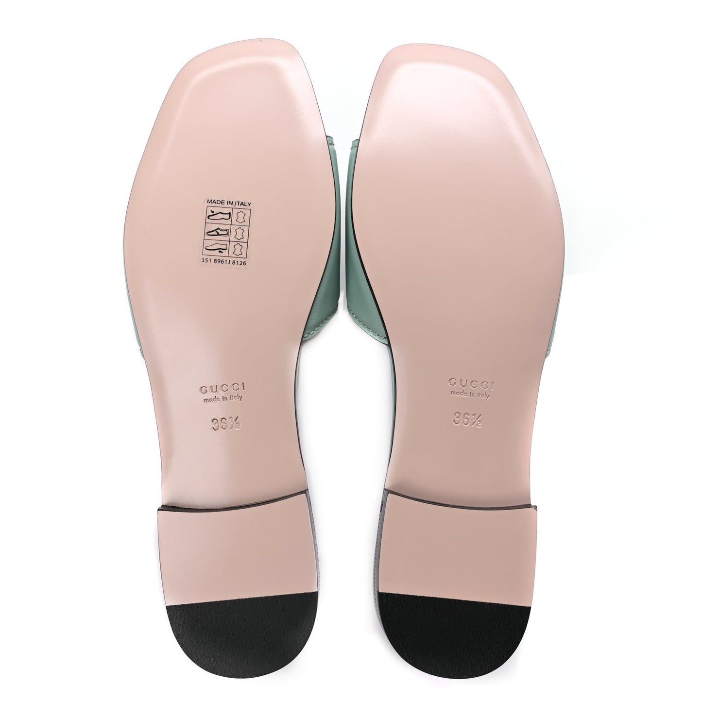 Cosmos Softy Calfskin Interlocking G Cut Out Slide Sandals 36.5 Light Pastel Green