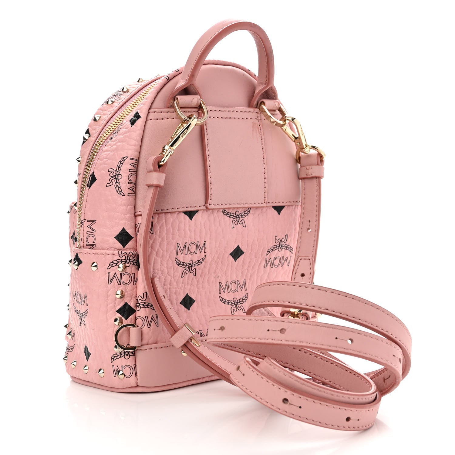 MCM Visetos Stud Mini Stark Backpack Soft Pink 3 of 14