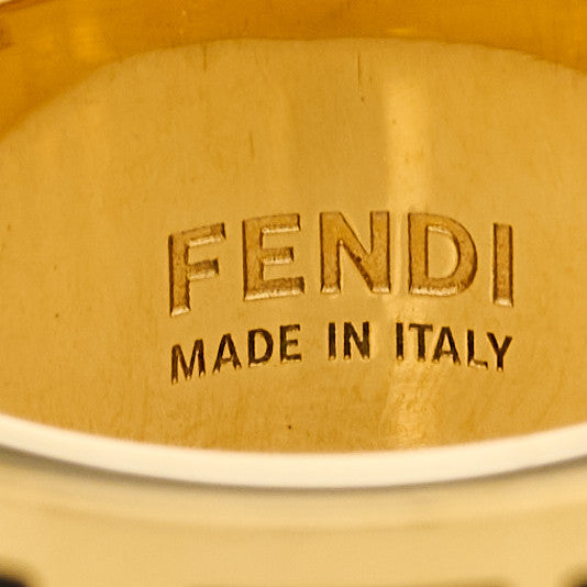 Fendi Metal Enamel Forever Fendi Ring M 54 7 Gold Black 5 of 7