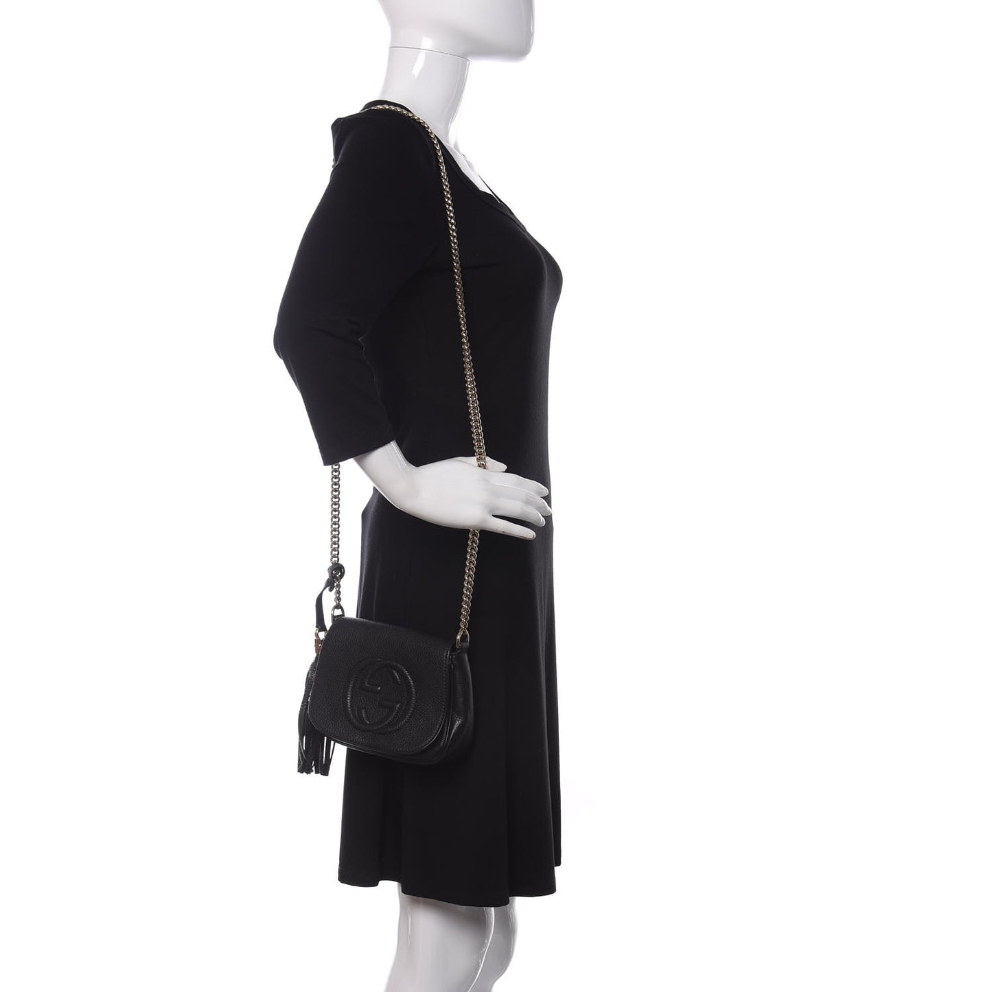 Pebbled Calfskin Small Soho Flap Crossbody Black