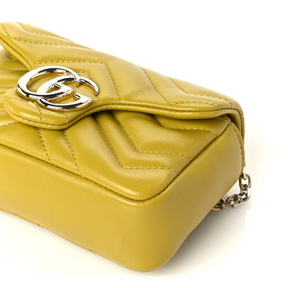Gucci Lambskin Matelasse Mini GG Marmont Shoulder Bag Yellow 8 of 8