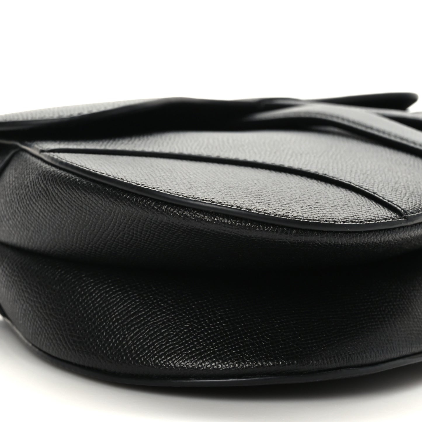 Grained Calfskin Saddle Bag With Strap Black