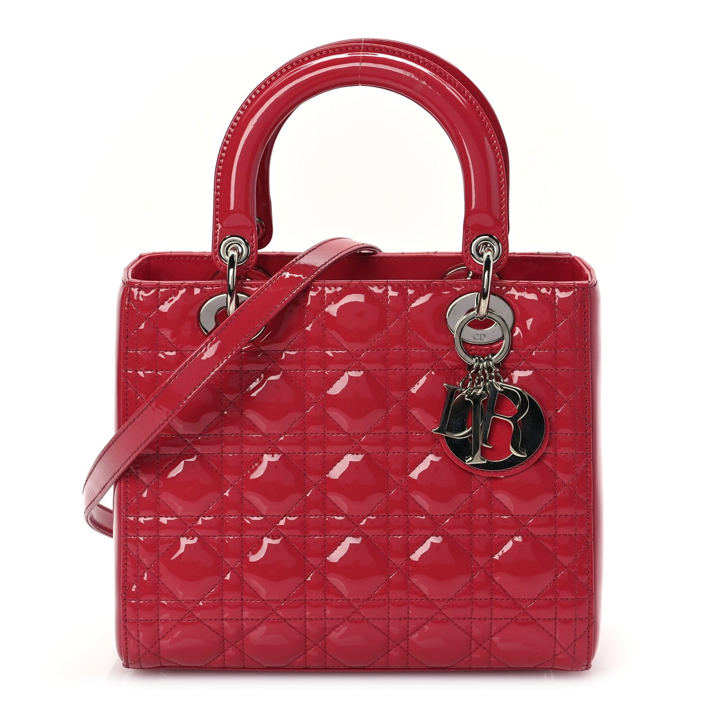 Patent Cannage Medium Lady Dior Fuchsia