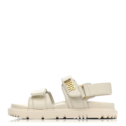 Christian Dior Lambskin Dioract 10mm Sandals 35.5 Off White 1 of 4