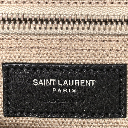 Saint Laurent Linen Calfskin Rive Gauche North South Tote Optic White 5 of 8
