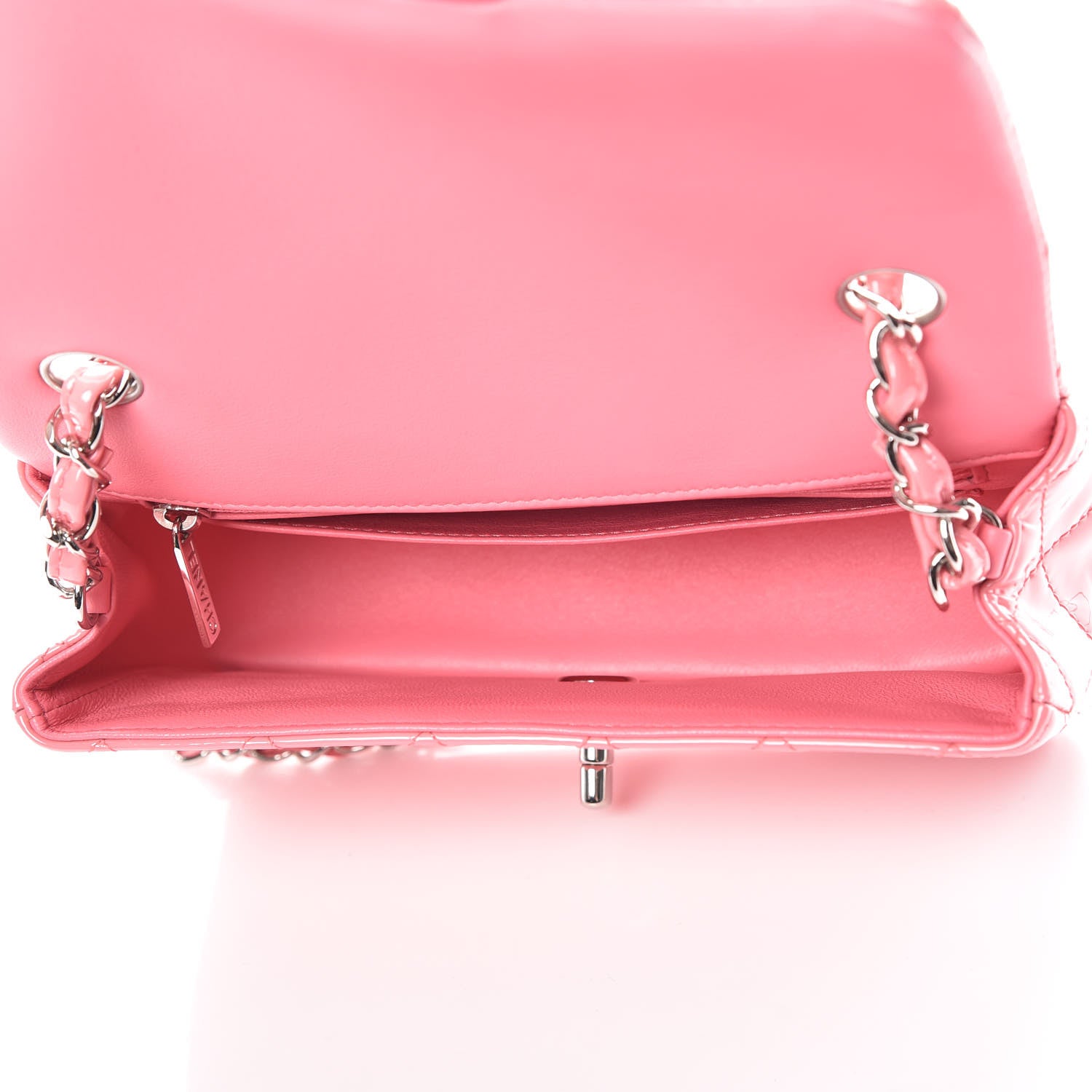 Chanel Patent Calfskin Quilted Mini Rectangular Flap Pink 7 of 11
