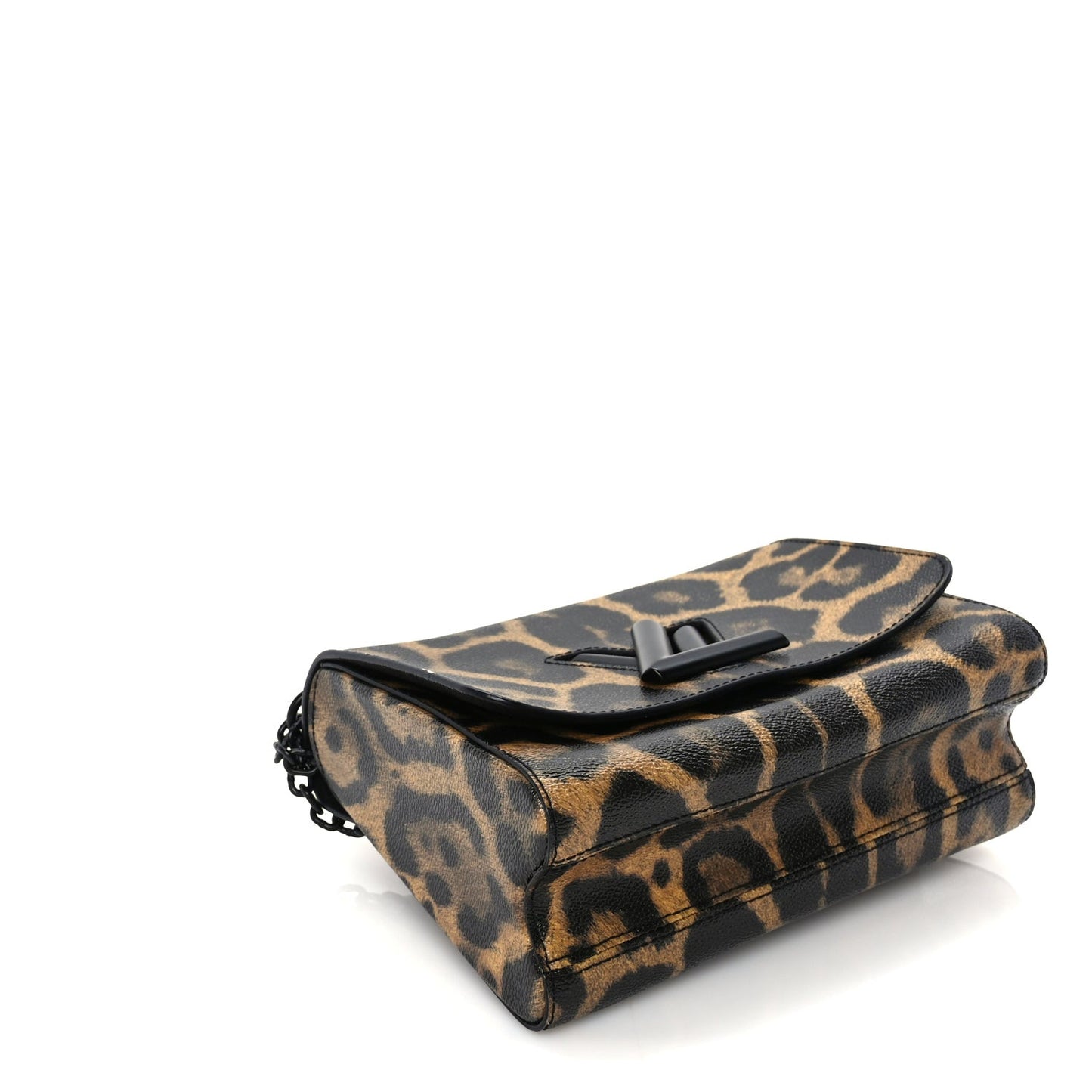 Calfskin Wild Animal Print Twist Shoulder Bag MM Marron