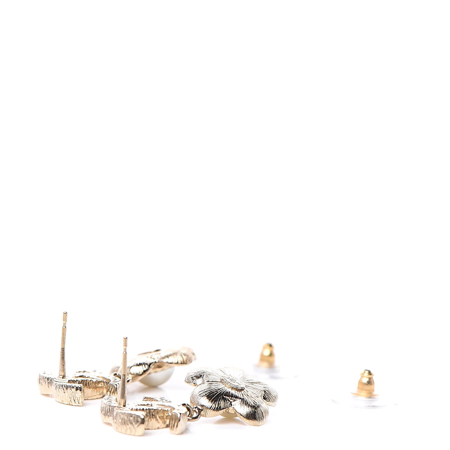 Pearl Camellia CC Drop Earrings Gold