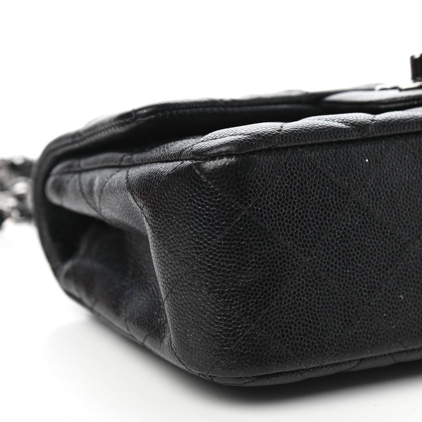 Iridescent Caviar Quilted Mini Rectangular Flap Black