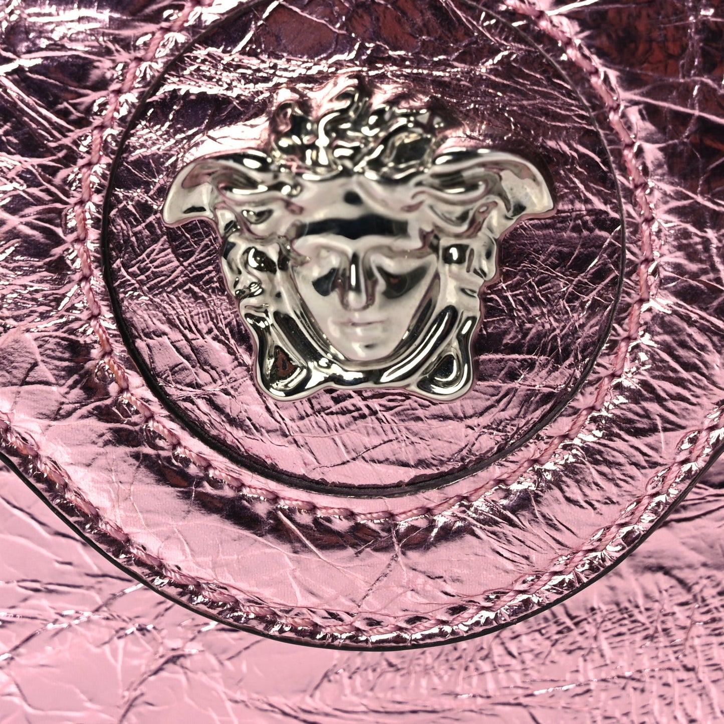 Metallic Crackled Lambskin Mini La Medusa Bag Pink
