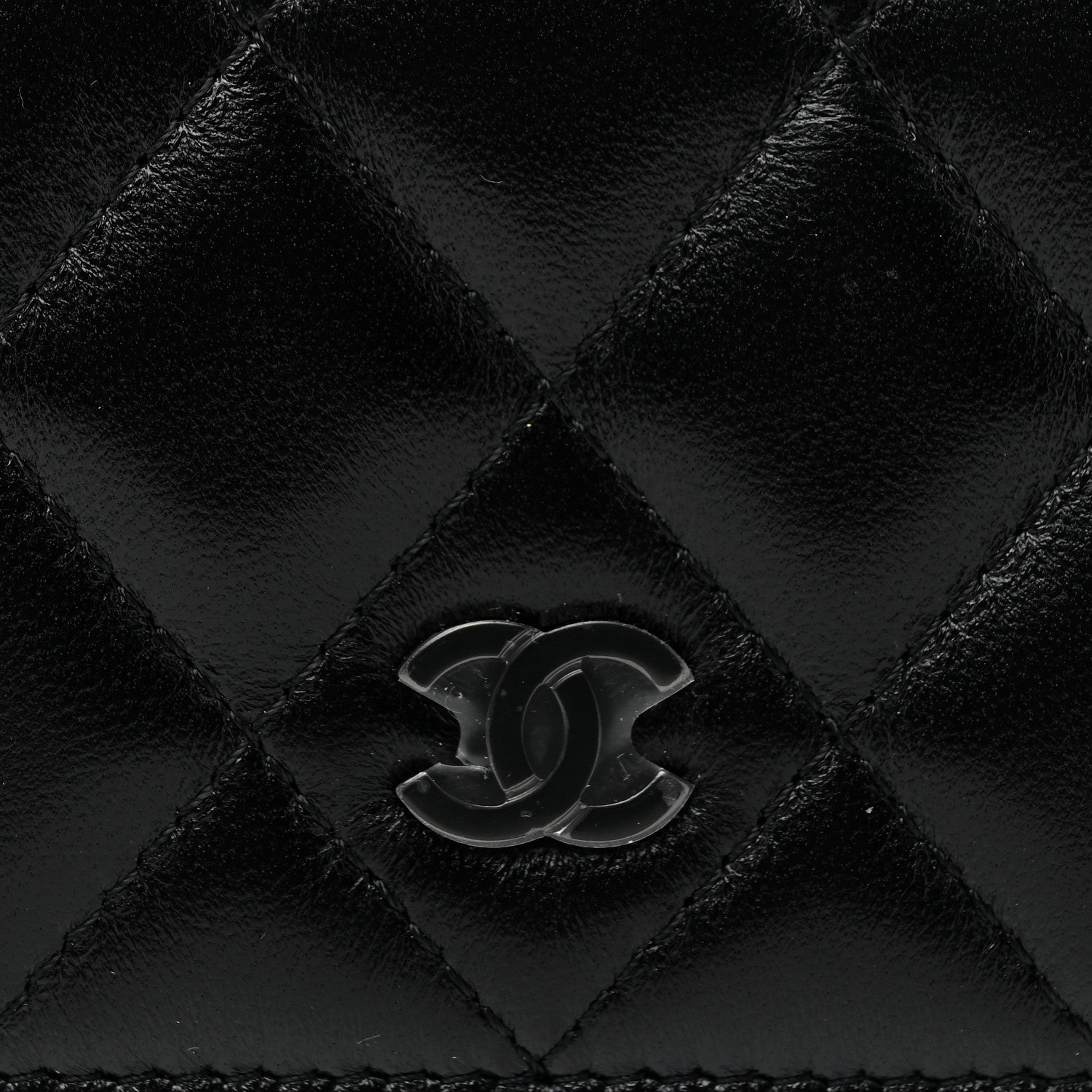 Chanel Lambskin Quilted Zip Coin Purse So Black 14 of 15