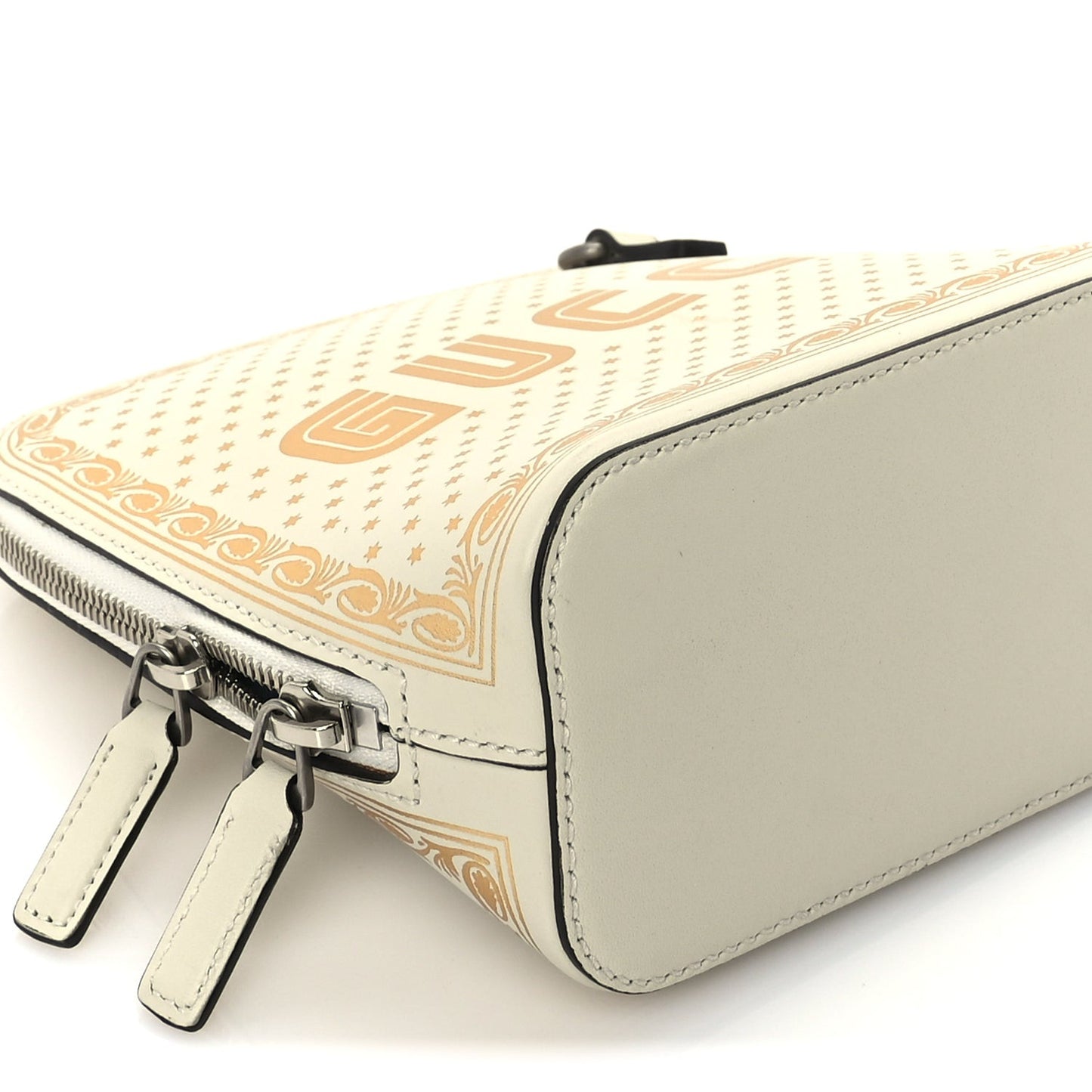 X SEGA Calfskin GUCCY Stars Mini Dome Shoulder Bag  Mystic White Gold