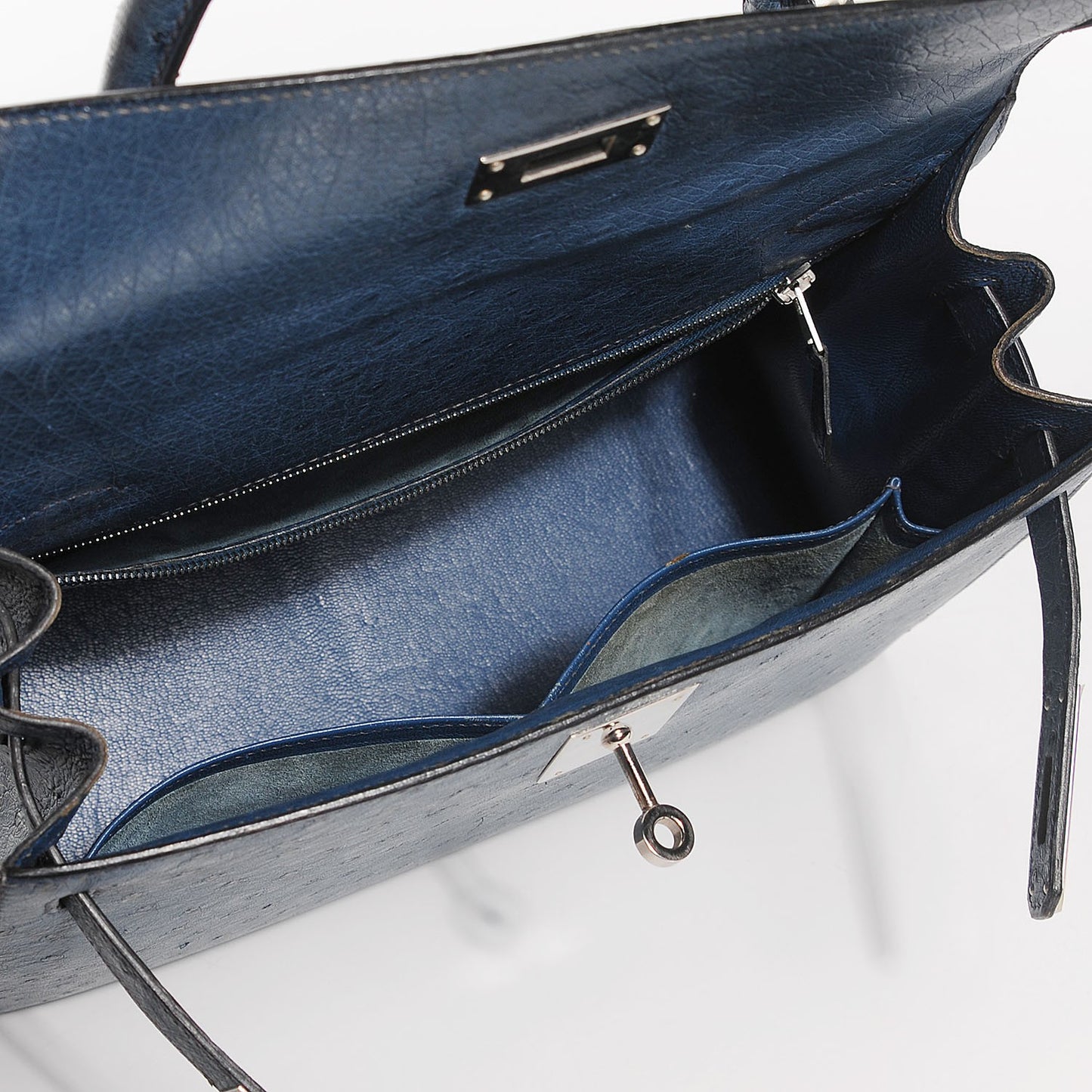 Ostrich Kelly Sellier 28 Bleu Roi