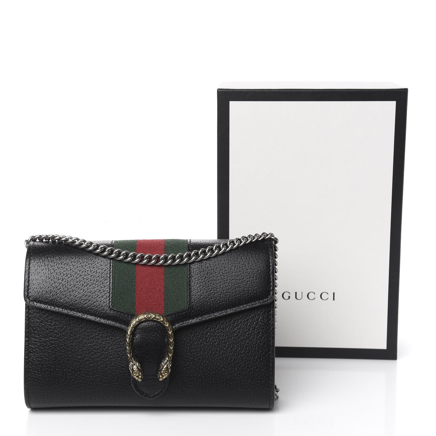 Calfskin Web Mini Dionysus Chain Wallet Black