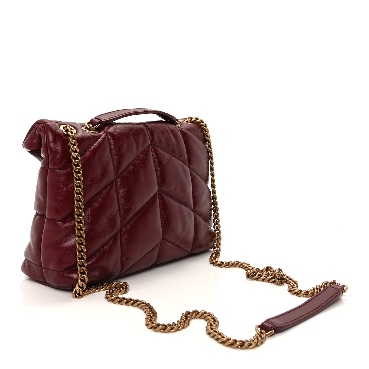 Shiny Calfskin Quilted Toy Loulou Puffer Monogram Chain Satchel Dark Ruby