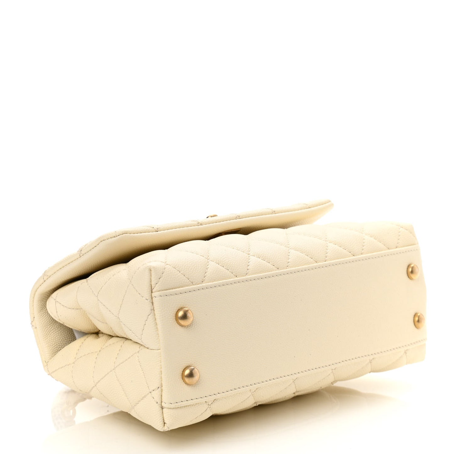 Caviar Elaphe Quilted Mini Coco Handle Flap Ivory