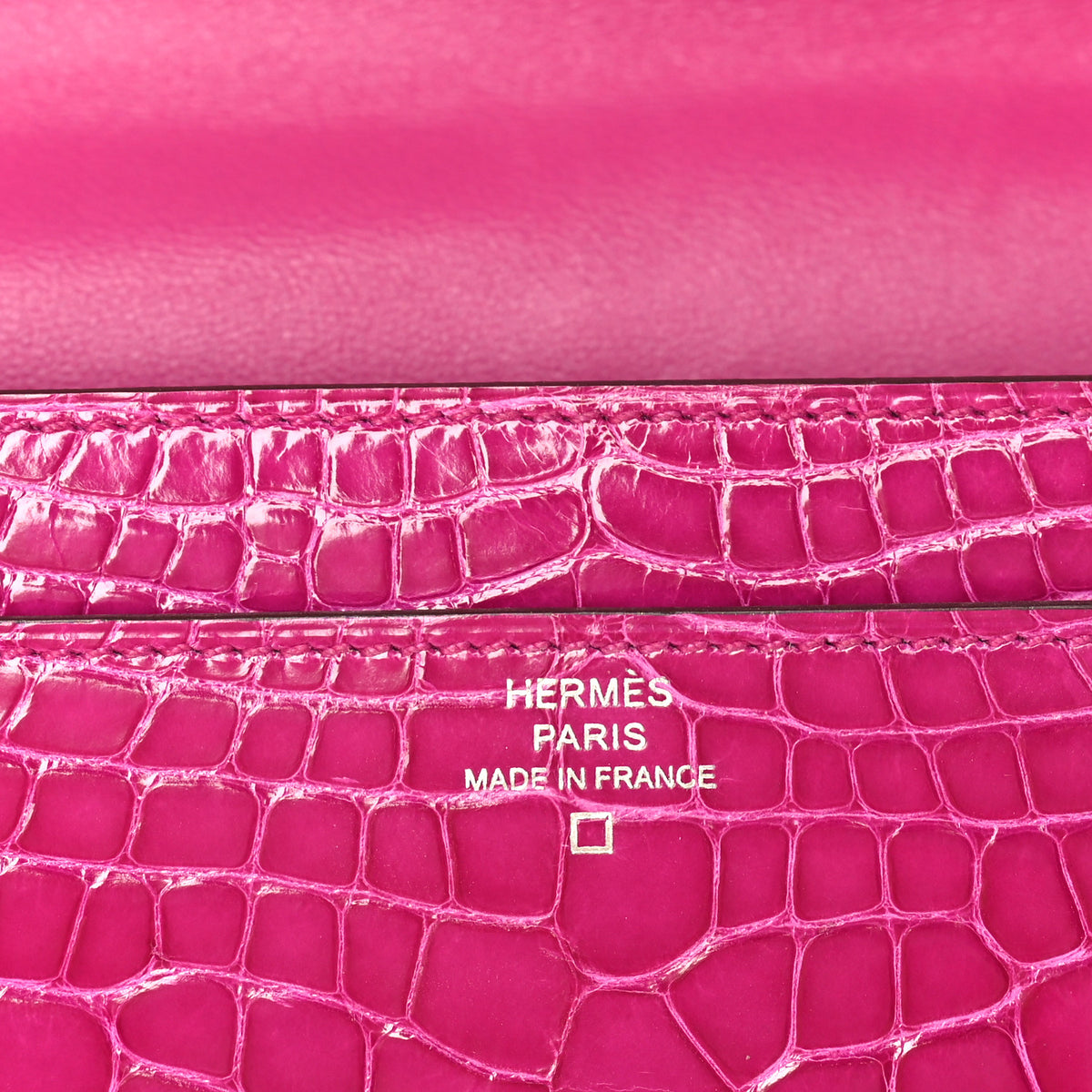 Hermes Shiny Alligator Constance Long Wallet Rose Scheherazade 7 of 8