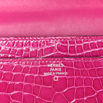 Hermes Shiny Alligator Constance Long Wallet Rose Scheherazade 7 of 8