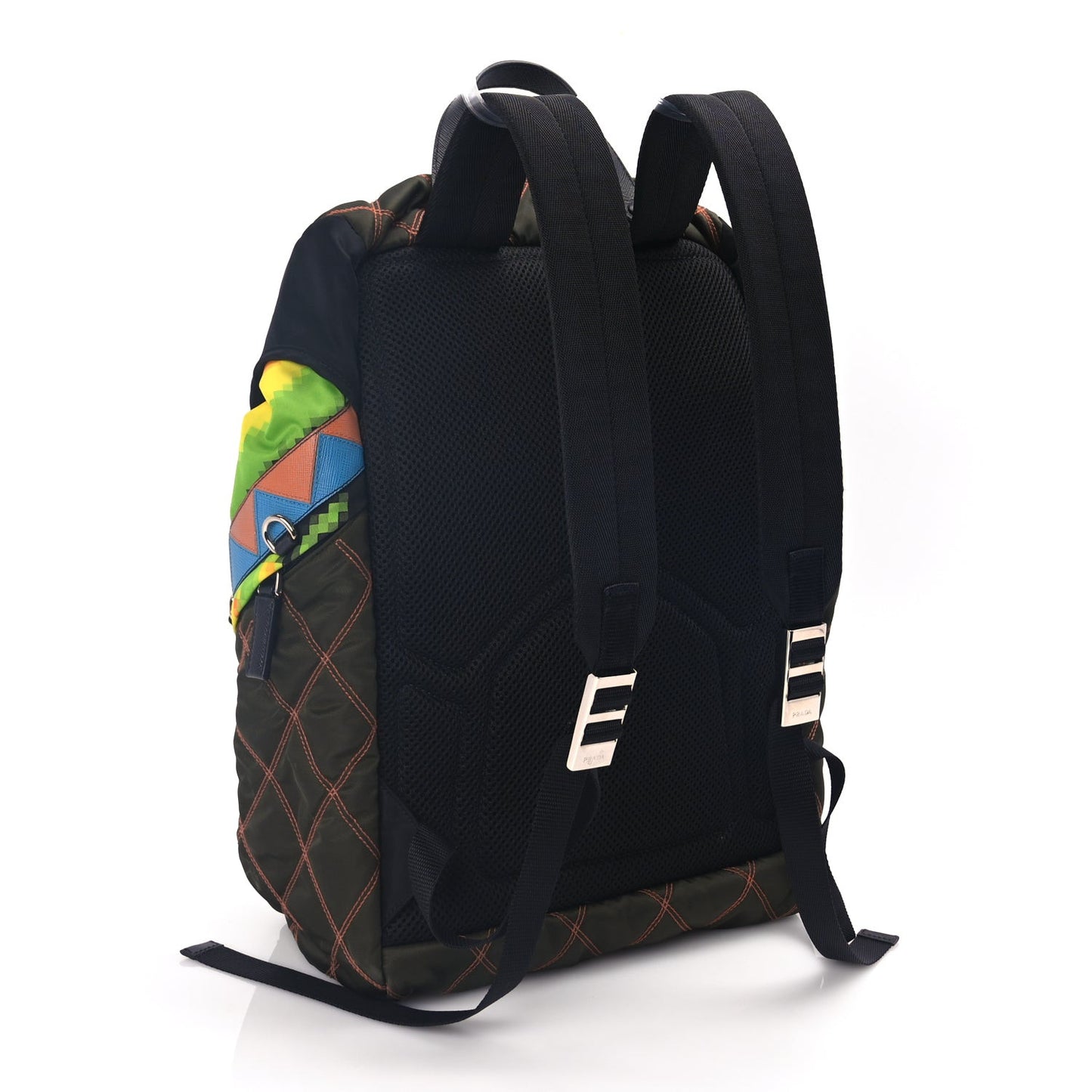 Tessuto Nylon Impunturato Double Buckle Backpack Green