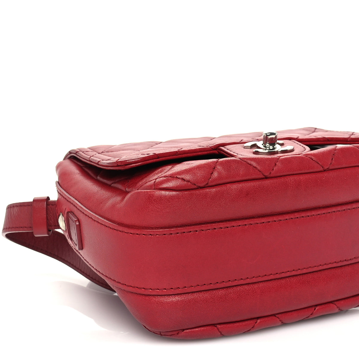 Chanel Lambskin Quilted Messenger Bag Red 8 of 9