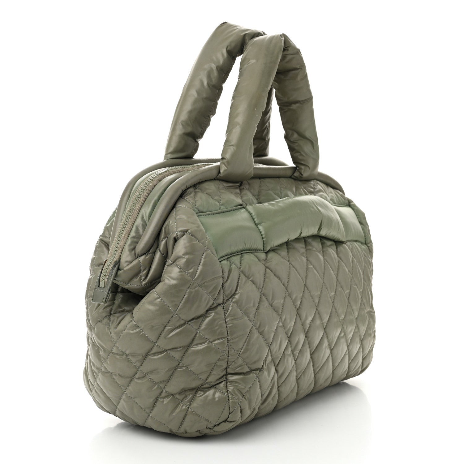 Chanel Nylon Quilted Coco Cocoon Bowler Green 3 of 7
