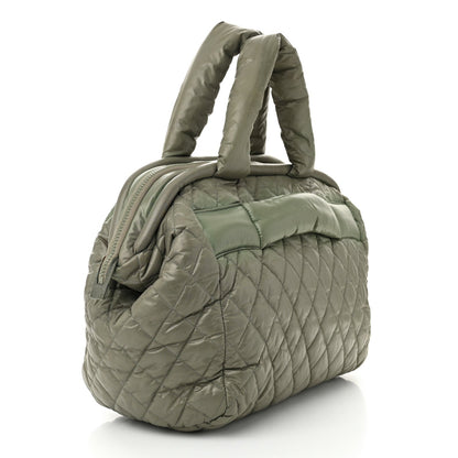 Chanel Nylon Quilted Coco Cocoon Bowler Green 3 of 7