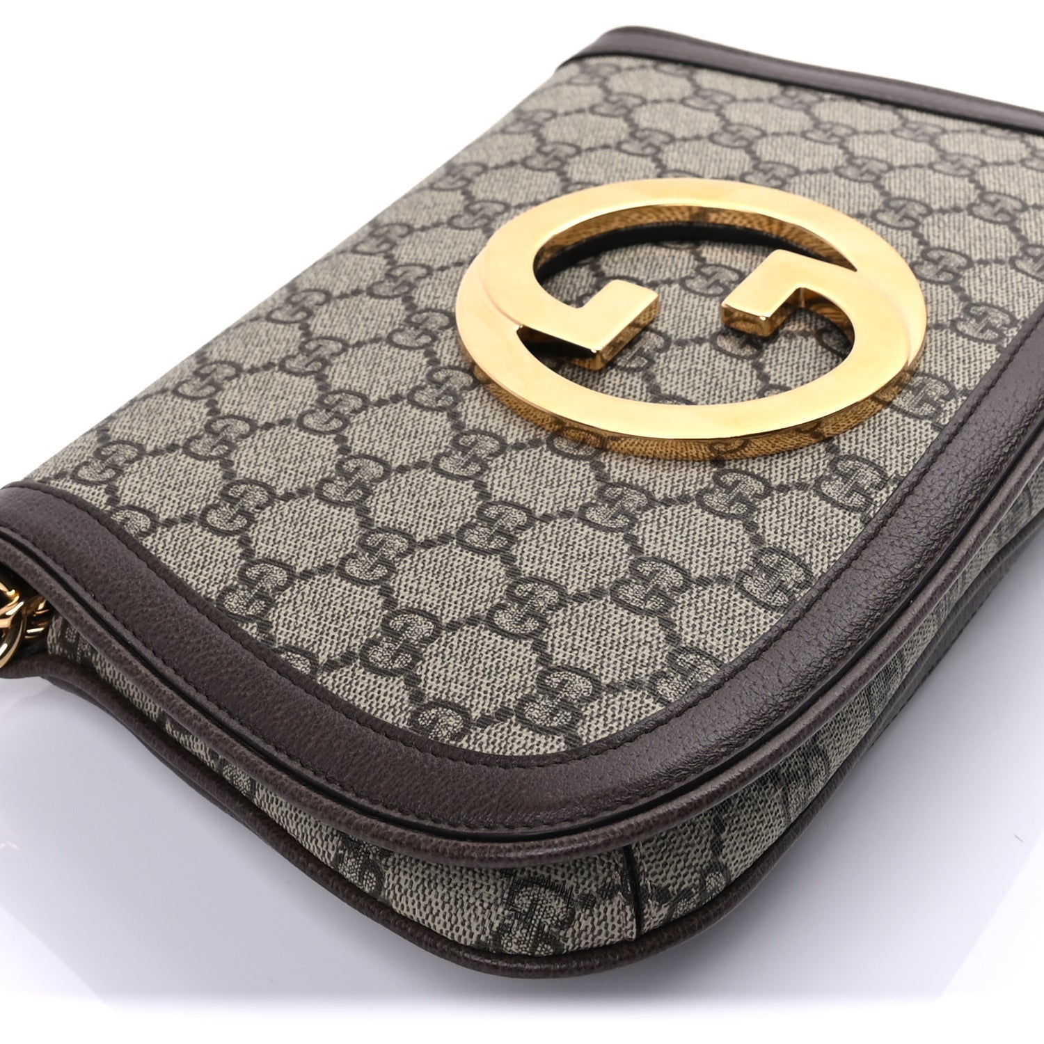 Gucci GG Supreme Monogram Textured Dollar Calfskin Blondie Chain Shoulder Flap Bag Beige Ebony New Acero 7 of 8