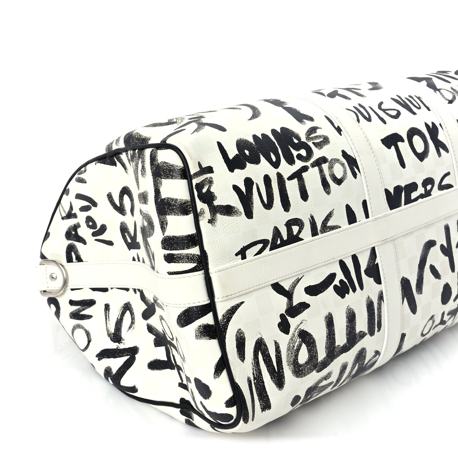 Louis Vuitton Calfskin Damier Scribble Keepall Bandouliere 50  Black White 7 of 8