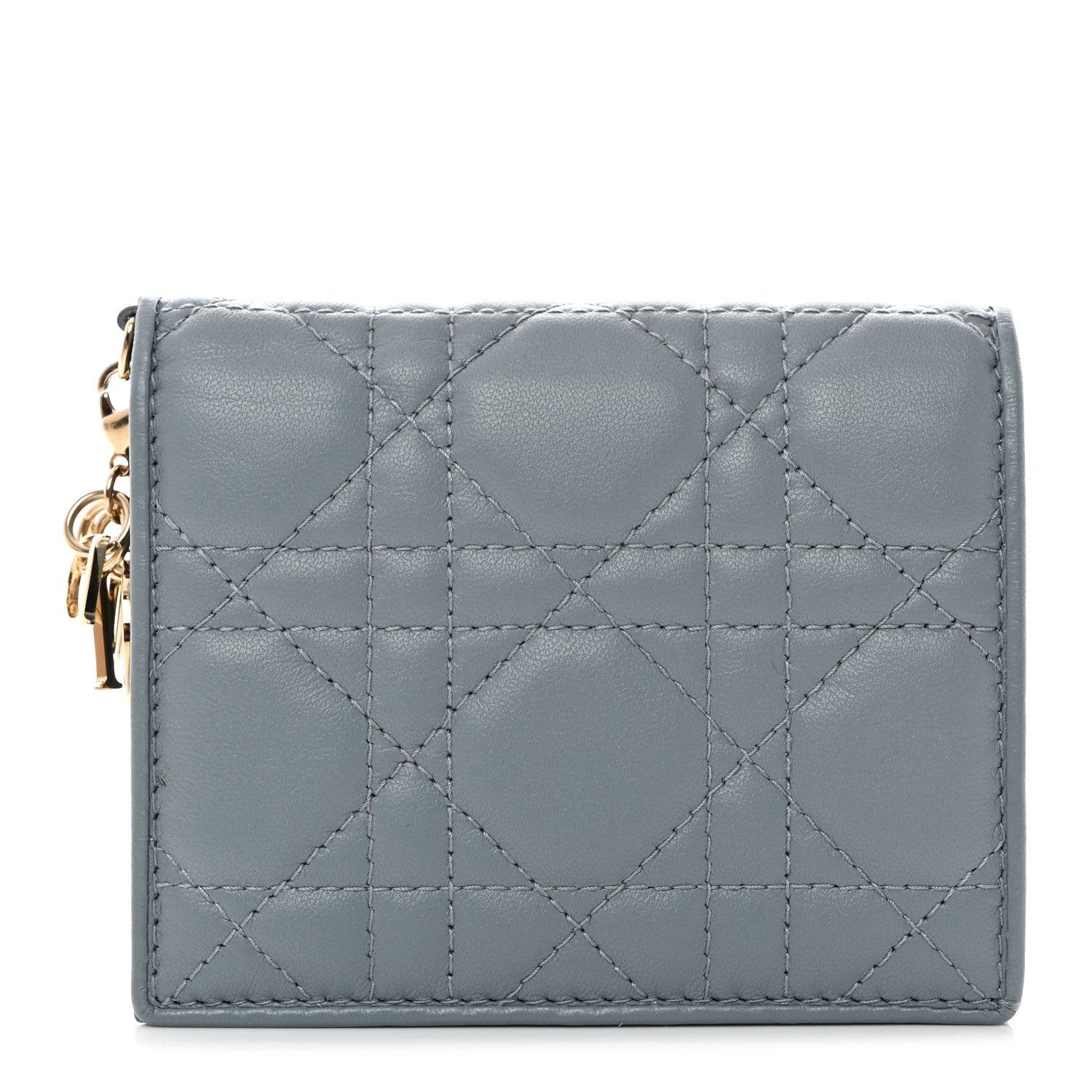 Christian Dior Lambskin Cannage Mini Lady Dior Wallet Cloud Blue 2 of 14