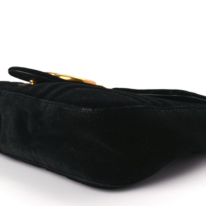 Gucci Velvet Matelasse Medium GG Marmont Shoulder Bag Black 9 of 9