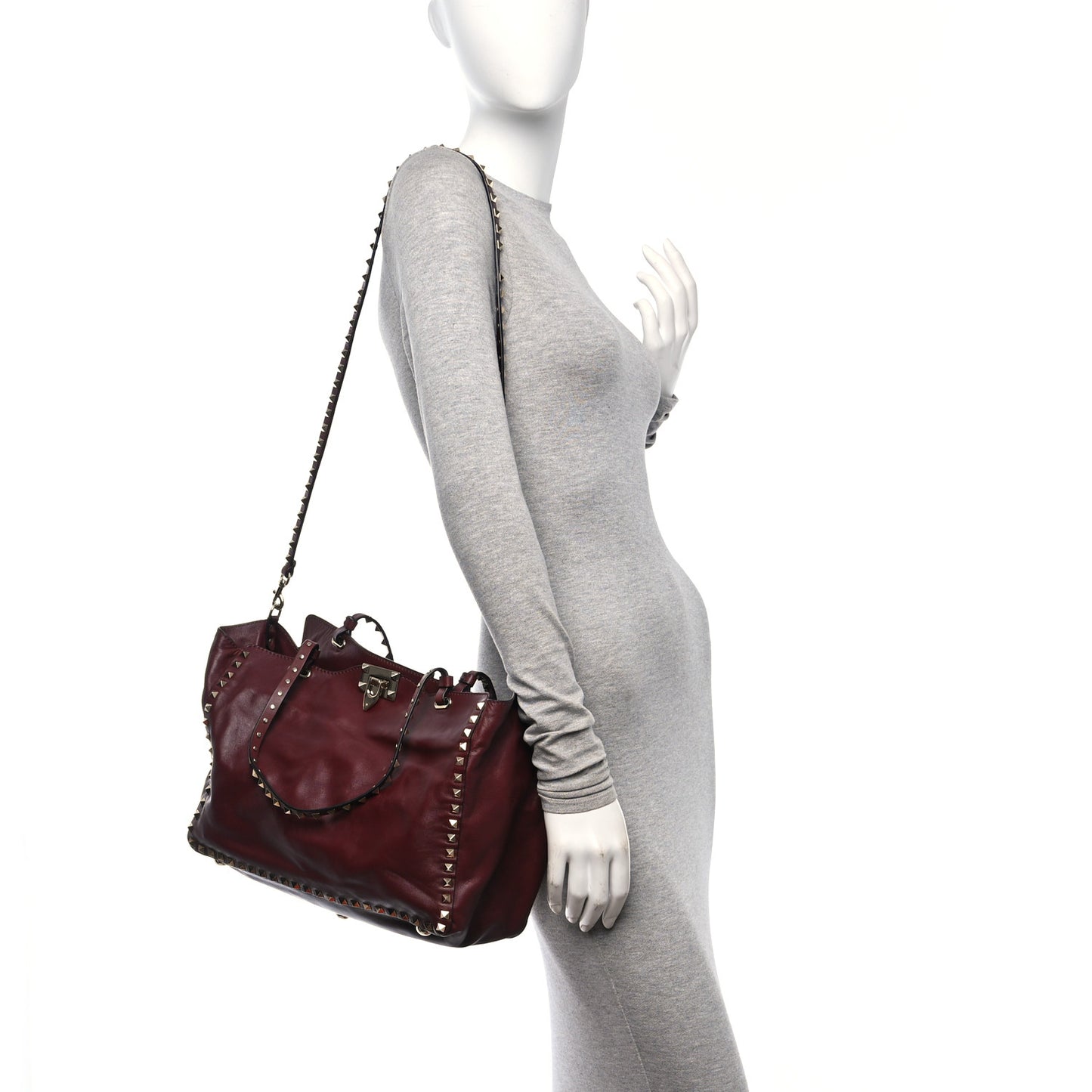 Vitello Medium Rockstud Tote Camelia