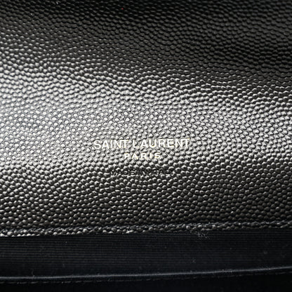 Saint Laurent Grain De Poudre Matelasse Chevron Monogram Envelope Clutch Black 6 of 11