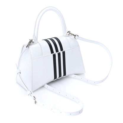 Balenciaga X ADIDAS Shiny Box Calfskin Small Hourglass Top Handle Bag  Off White Black 2 of 7