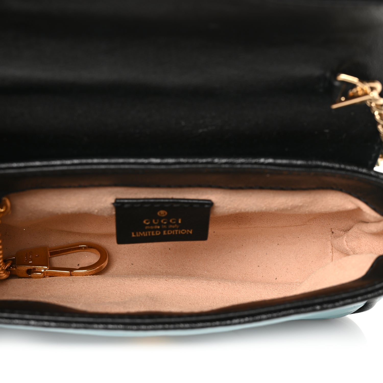 Gucci Azalea Calfskin Enamel Matelasse Diagonal Super Mini Torchon GG Marmont Shoulder Bag Butter Dusty Azure Black Electric Blue 4 of 9