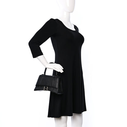 Balenciaga Grained Calfskin Small Hourglass Top Handle Bag Black 2 of 11