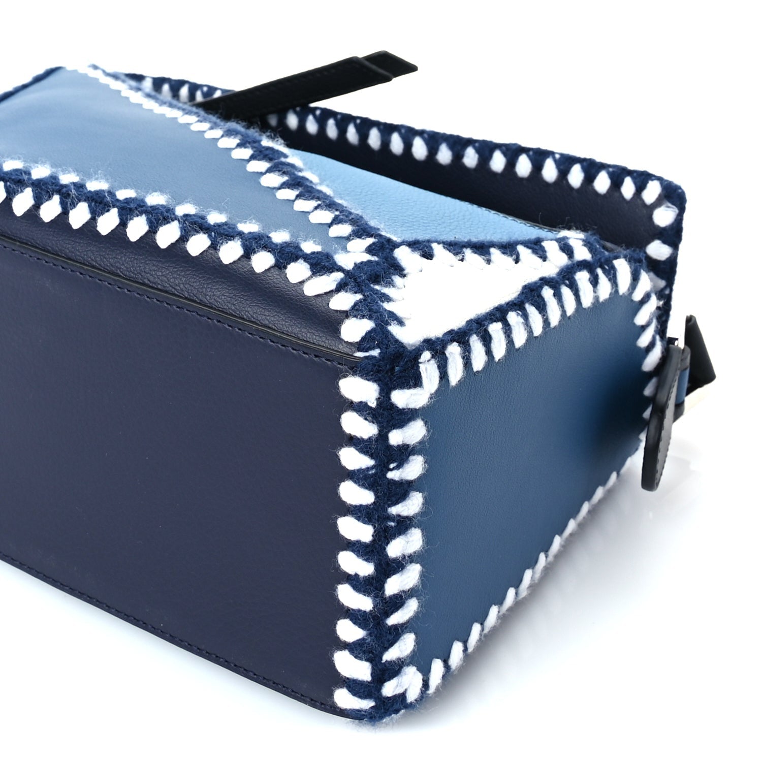 Loewe Calfskin Crochet Trim Small Puzzle Bag Blue White 8 of 8