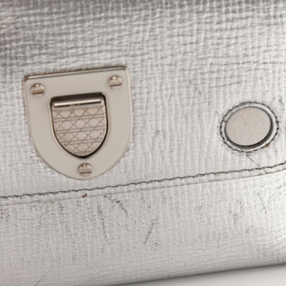 Christian Dior Metallic Goatskin Diorever Tri-Fold Wallet Silver 9 of 9