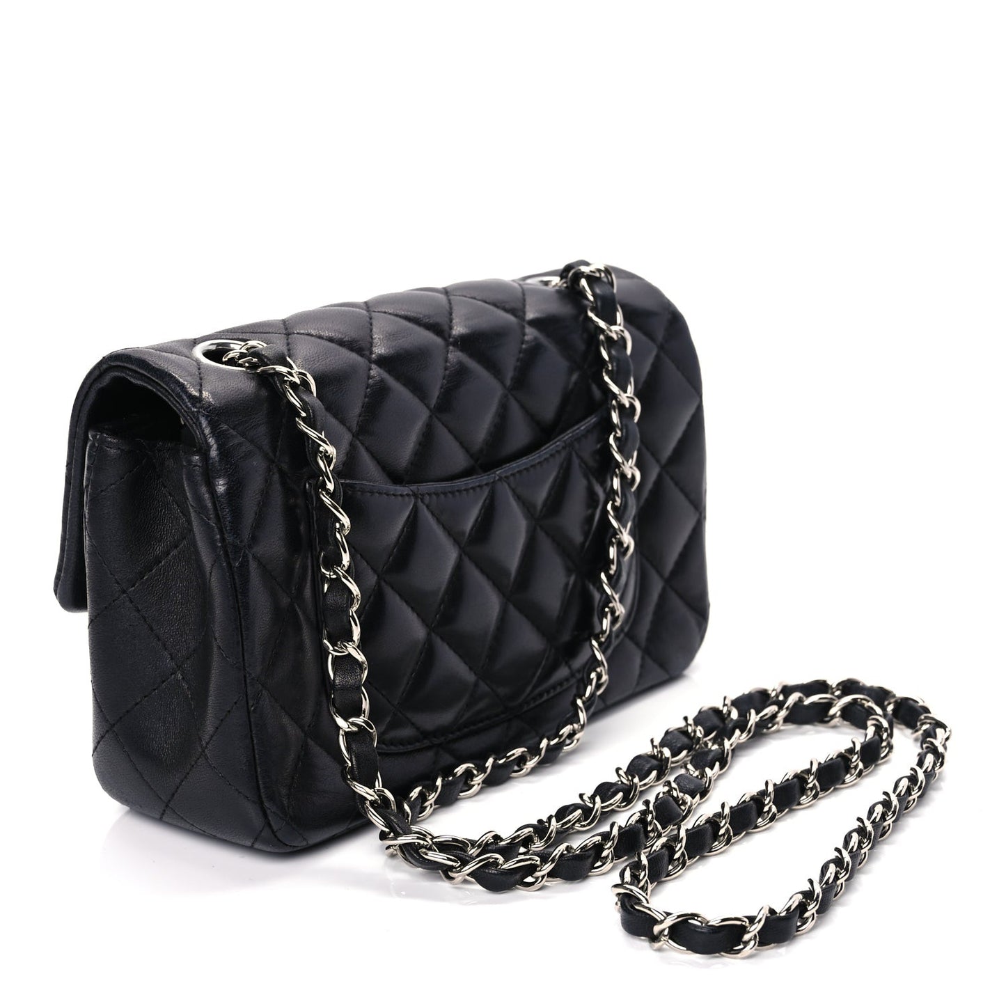 Lambskin Quilted Mini Rectangular Flap Black