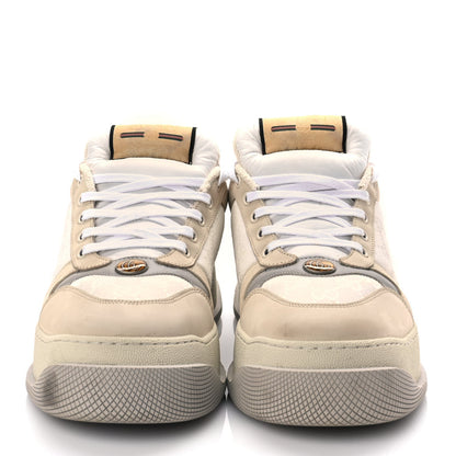 Gucci GUCCI Lame Canvas Nubuck GG Monogram Mens Screener 50mm Sneakers 8 Grey White 2 of 8