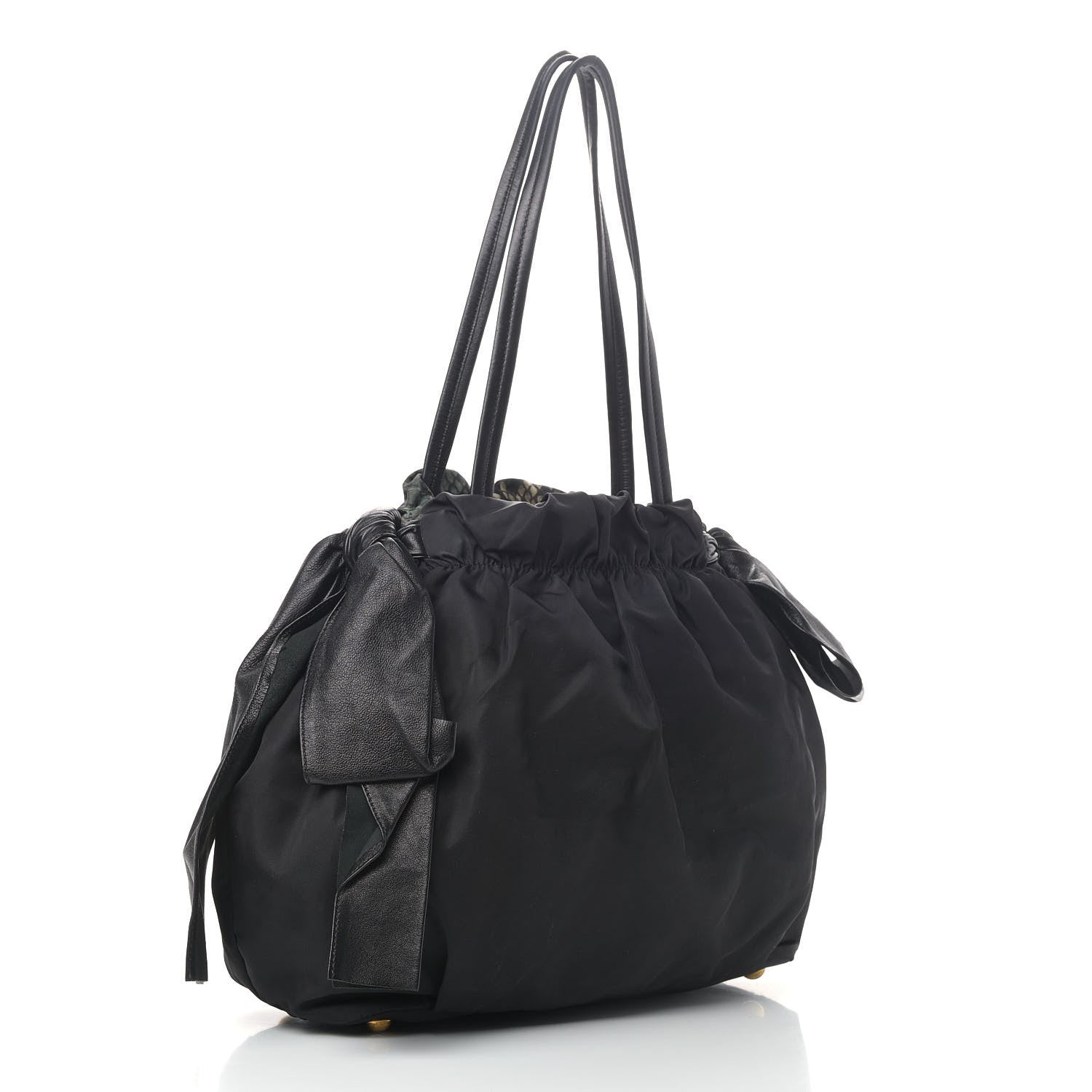 Prada Nylon Python Print Large Bow Bag Verde 2 of 9