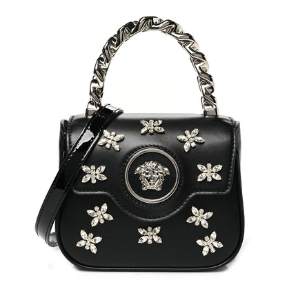 Versace Calfskin Crystal Embellished Mini La Medusa Bag Black 1 of 7