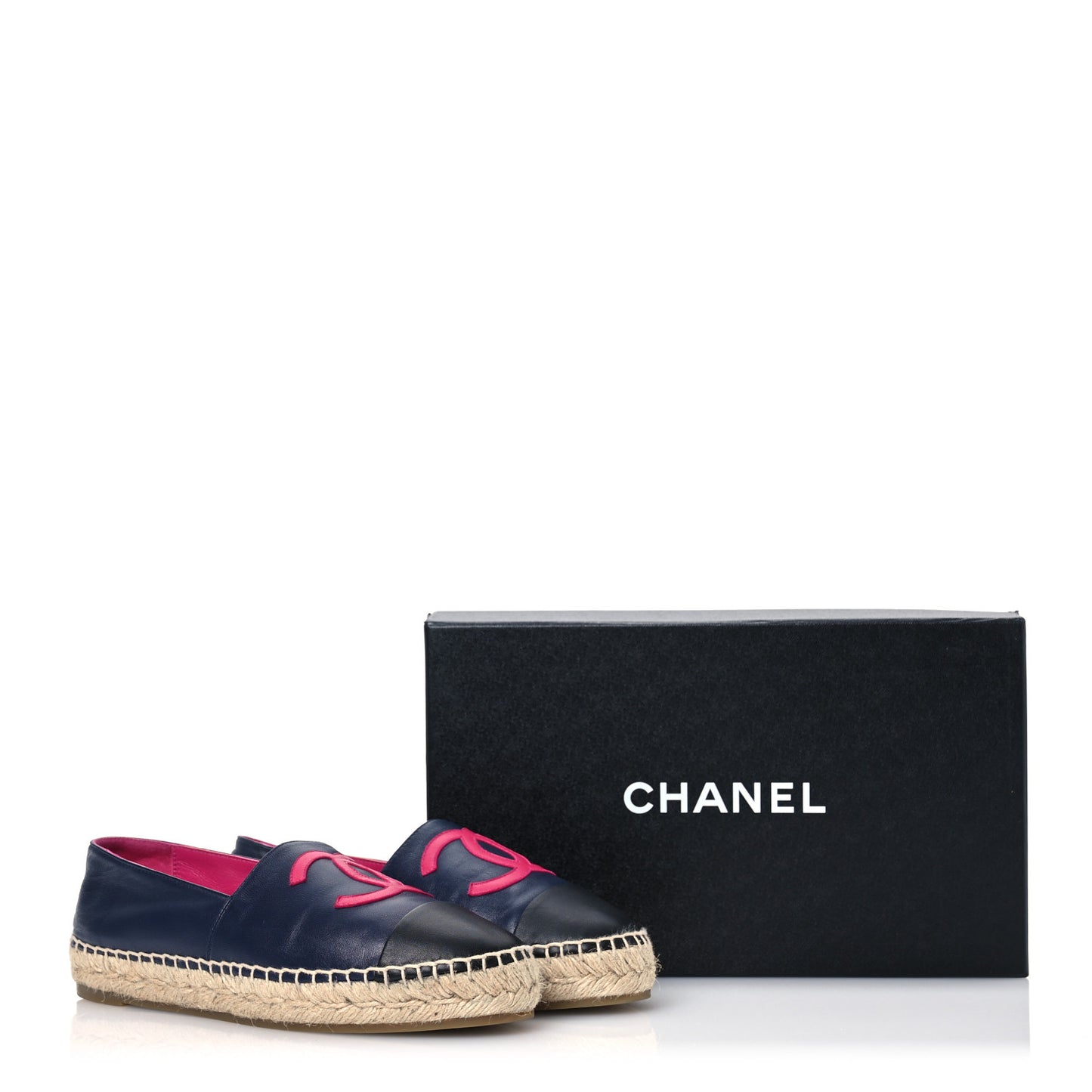 Lambskin CC Espadrilles 38 Navy Fuchsia Black