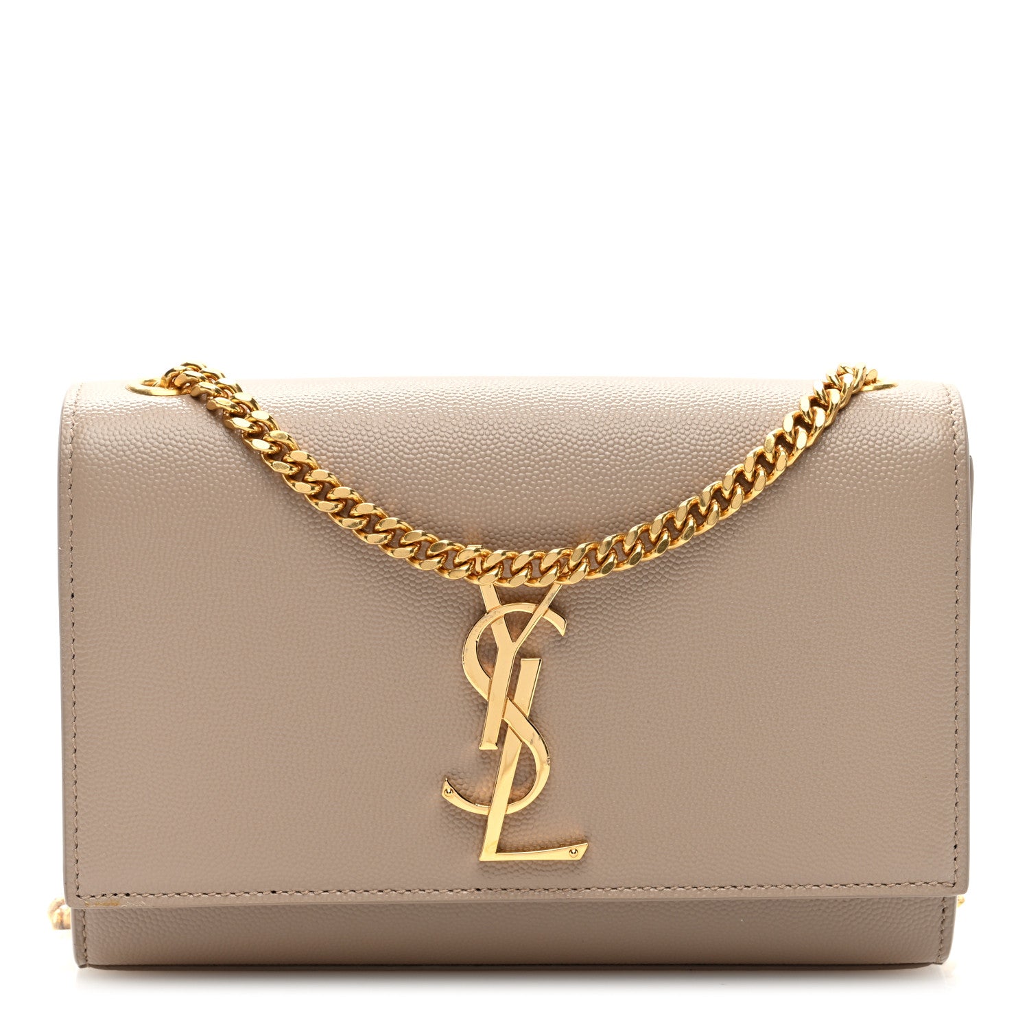 Saint Laurent Grain De Poudre Small Monogram Kate Satchel Dark Beige 1 of 9