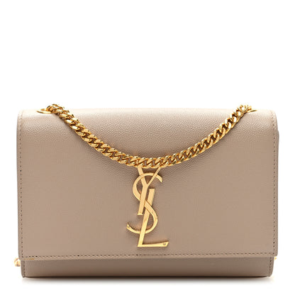Saint Laurent Grain De Poudre Small Monogram Kate Satchel Dark Beige 1 of 9