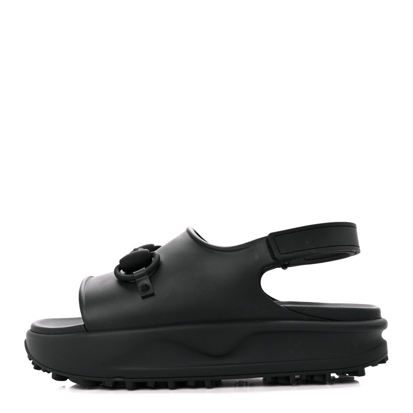 Soft Rubber Mens Horsebit Platform Slingback Sandals 9 Black