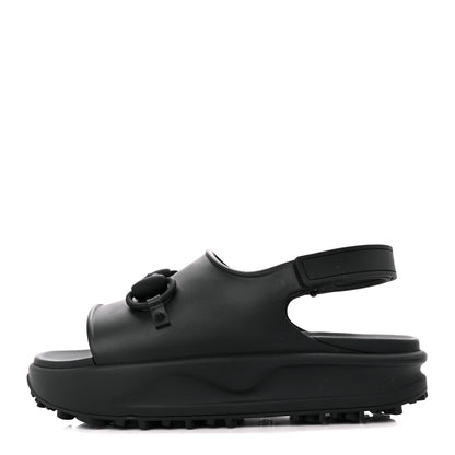 Gucci Soft Rubber Mens Horsebit Platform Slingback Sandals 9 Black 1 of 7