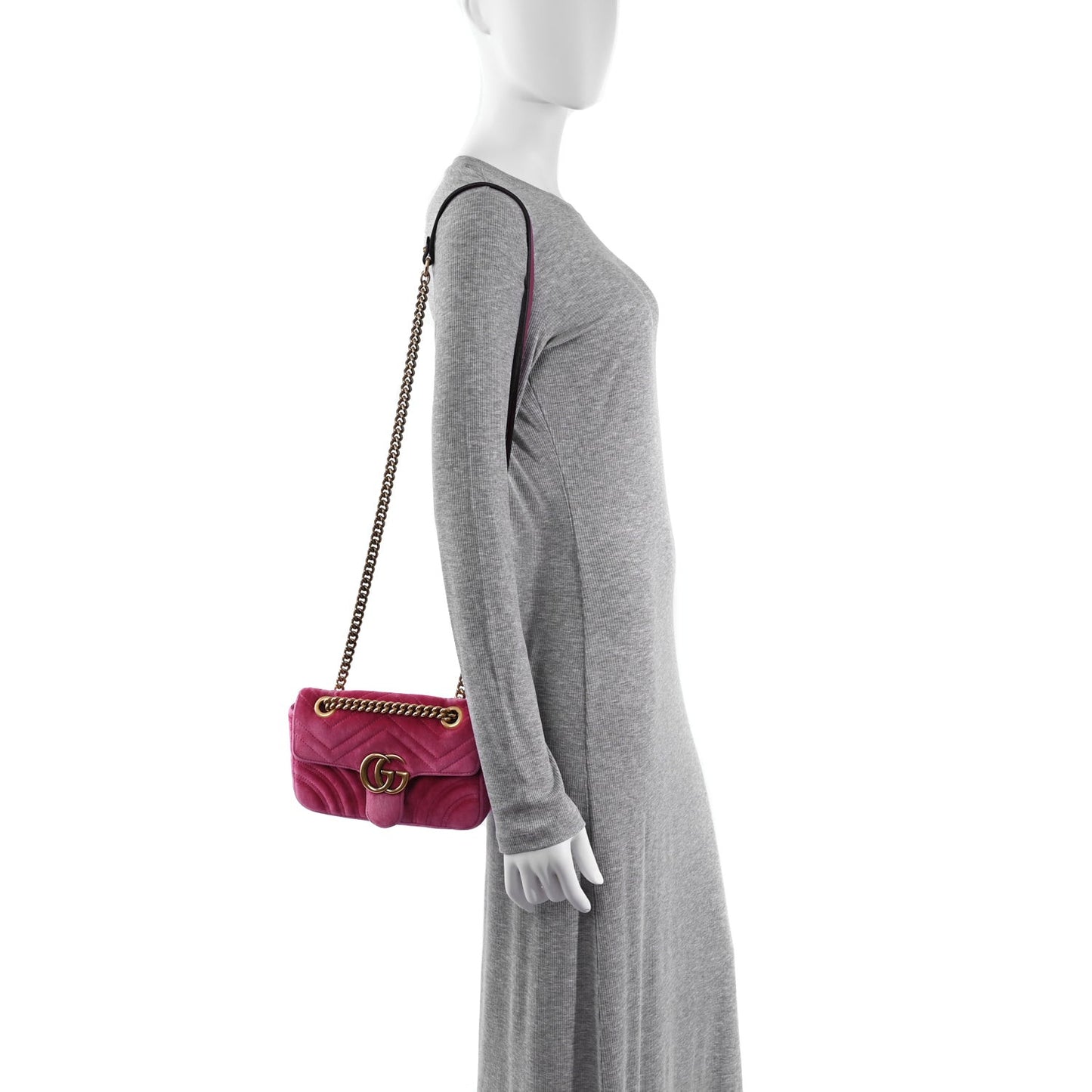 Velvet Matelasse Mini GG Marmont Shoulder Bag Light Raspberry Rose