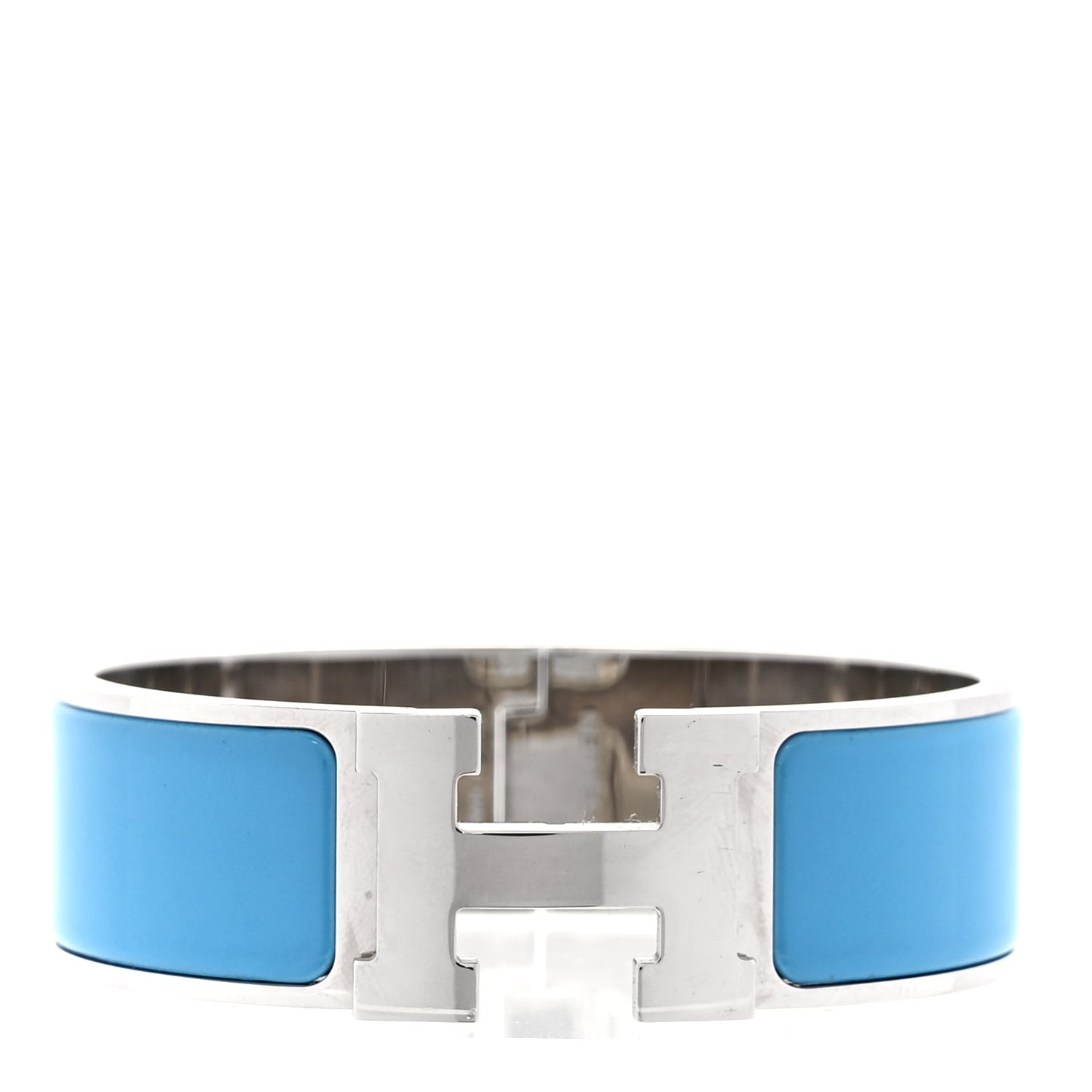 Hermes Enamel Wide Clic Clac H Bracelet PM  Blue Jean 1 of 4