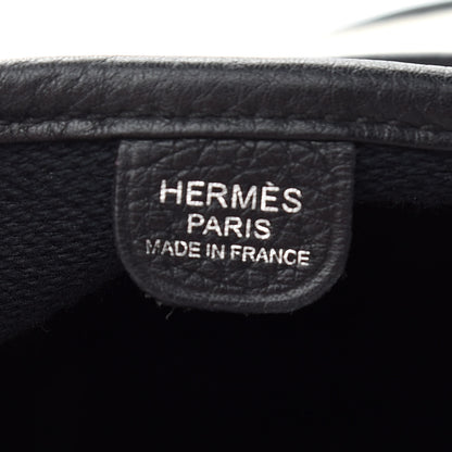 Hermes Toile Taurillon Clemence Evelyne III PM Ecru Black 6 of 9